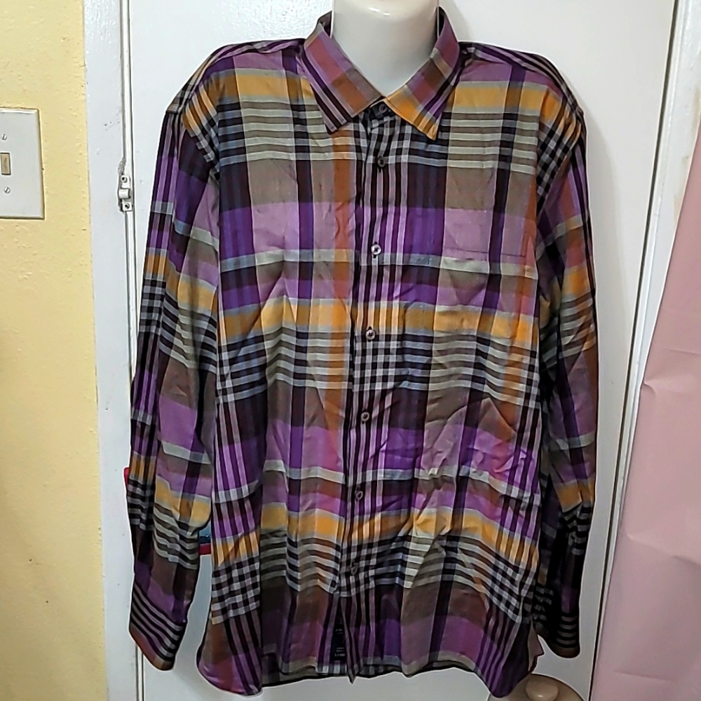 Calder Carmel checkered button down top multicolored cotton limited edition